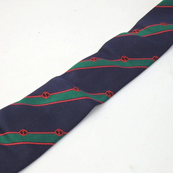 Authentic GUCCI 744392 4E217 Interlocking G Shelly tie silk [Used] - Picture 8 of 11